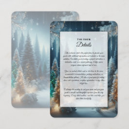 Berijpte dennen in winterglans bruiloft informatiekaartje