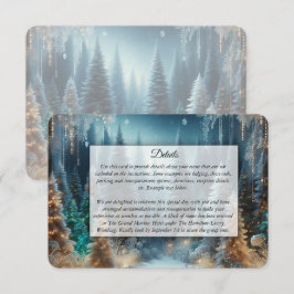 Berijpte dennen in winterglans bruiloft informatiekaartje