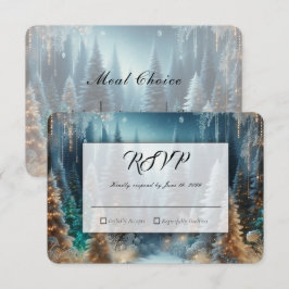 Berijpte dennen in winterglans bruiloft RSVP kaartje