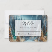 Berijpte dennen in winterglans bruiloft RSVP kaartje (Voorkant)