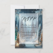Berijpte dennen in winterglans bruiloft RSVP kaartje (Voorkant)