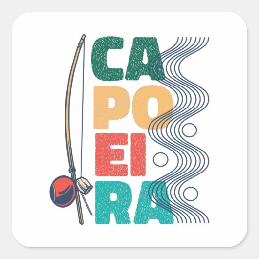 BERIMBAU CAPOEIRA VIERKANTE STICKER (Voorkant)