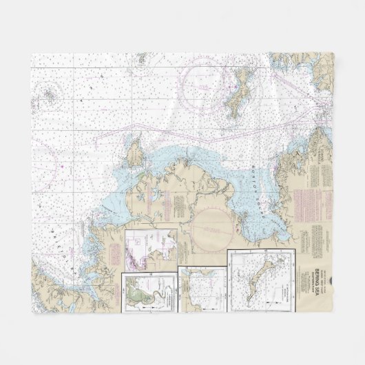 Bering Zee Oostelijk deel Alaska Nautische kaart Fleece Deken (Voorkant (Horizontaal))