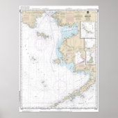 Bering Zee Oostelijk deel Alaska Nautische kaart Poster (Voorkant)