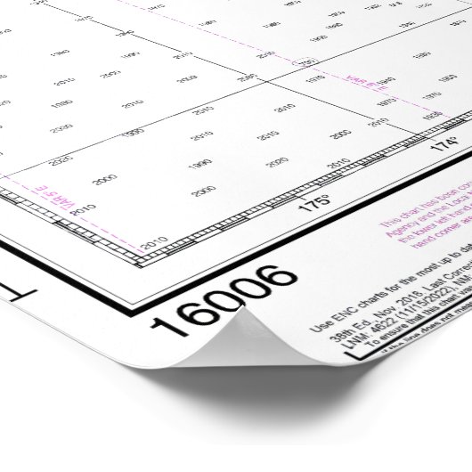 Bering Zee Oostelijk deel Alaska Nautische kaart Poster (Hoek)