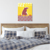 Beringzee vintage stijl 1970s avonturenposter canvas afdruk (Insitu (Slaapkamer))