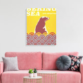 Beringzee vintage stijl 1970s avonturenposter canvas afdruk (Insitu (Woonkamer))