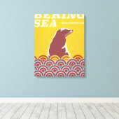 Beringzee vintage stijl 1970s avonturenposter canvas afdruk (Insitu (Houten vloer))