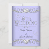 Beriwinkle Blue Silver Diamond Hearts Kaart (Voorkant)