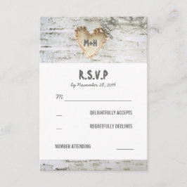 Berk Bark Hart Bruiloft RSVP Kaarten Kaartje