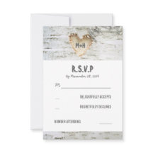 Berk Bark Hart Bruiloft RSVP Kaarten