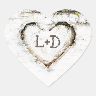 Berk Bark Hart Rustiek Land Bruiloft Sticker