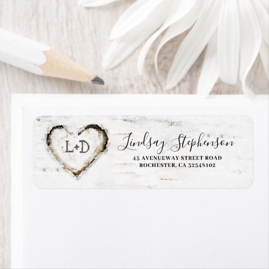 Berk Bark Hart Rustieke Herfst Etiket (Insitu)