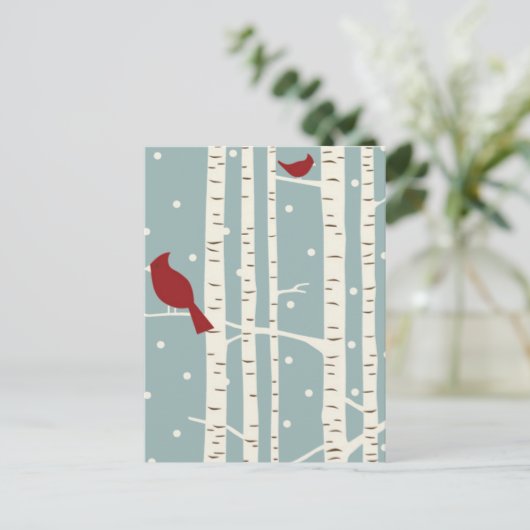 berk bomen feestdagenkaart (Staand voorkant)