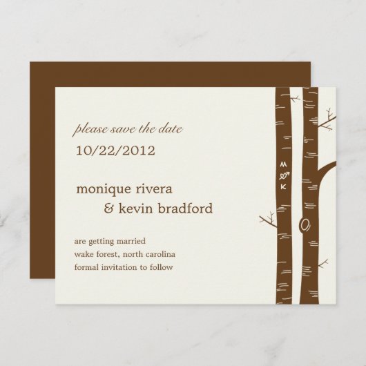 Berk Bomen Save The Date Aankondiging - Amandel (Voorkant / Achterkant)