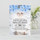 Berk boom Bark Hart Rustiek Land Bruiloft Kaart (Staand voorkant)