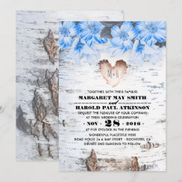 Berk boom Bark Hart Rustiek Land Bruiloft Kaart