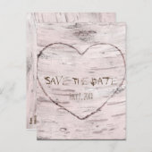 Berk boom & gesneden hart bruiloft opslaan van de  aankondigingskaart (Voorkant / Achterkant)