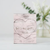 Berk boom & gesneden hart bruiloft opslaan van de  aankondigingskaart (Staand voorkant)