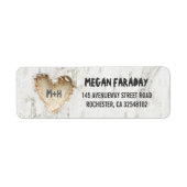 Berk boom gesneden hart rustiek etiket (Voorkant)