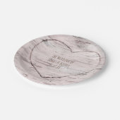 Berk boom & gesneden hart rustieke bruiloft recept papieren bordje (Gekanteld)