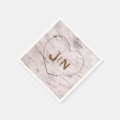 Berk boom & gesneden hart rustieke bruiloft servet (Hoek)