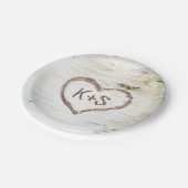 Berk boom hart rustieke bruiloft papieren bordje (Gekanteld)