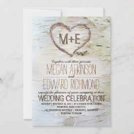 Berk boom hart rustieke herfst bruiloft kaart