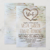 Berk boom hart rustieke herfst bruiloft kaart (Voorkant / Achterkant)