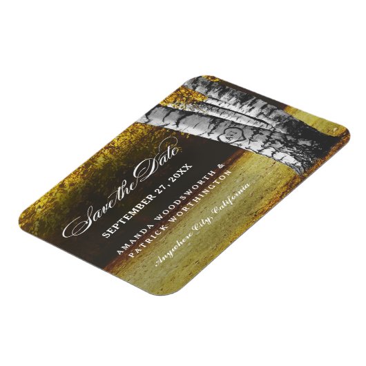 Berk gesneden hart boom Herfst Save the Date Magne Magneet (Linkerzijde)