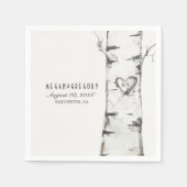 Berk gesneden hart rustieke bruiloft servet (Voorkant)