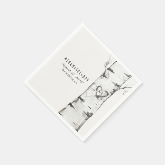 Berk gesneden hart rustieke bruiloft servet (Hoek)