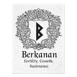 Berkanan Rune / Vruchtbaarheid / Witte versie Foto Afdruk