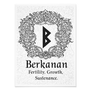 Berkanan Rune / Vruchtbaarheid / Witte versie Foto Afdruk