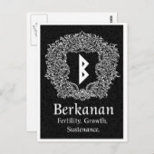 Berkanan Rune / Vruchtbaarheid / Zwarte versie Briefkaart (Voorkant / Achterkant)