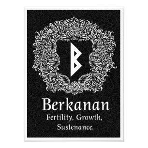 Berkanan Rune / Vruchtbaarheid / Zwarte versie Foto Afdruk