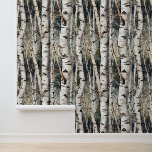 Berkboomstammen Bos Behang (Applicatie)