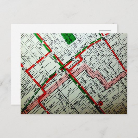 Berkeley, CA Map Briefkaart (Voorkant / Achterkant)