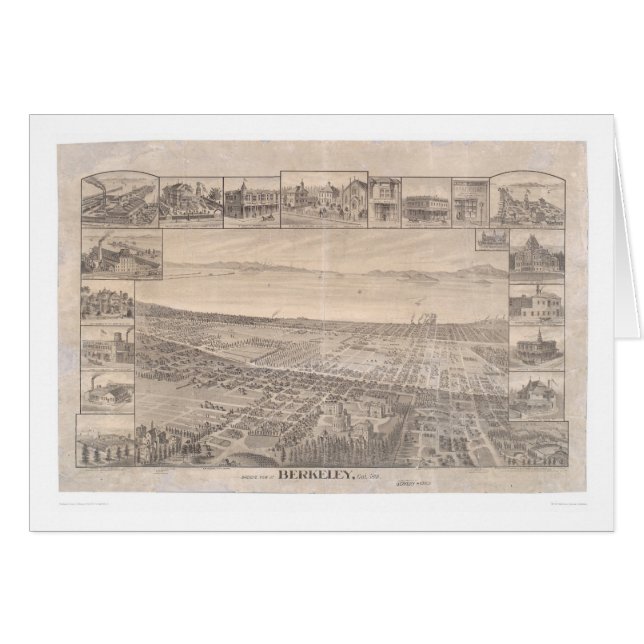Berkeley, CA. Panoramische kaart 1891 (0099A) - On (Voorkant Horizontaal)