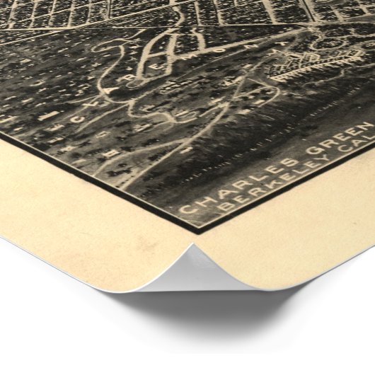 Berkeley California 1909 Antiek Panoramische Kaart Poster (Hoek)