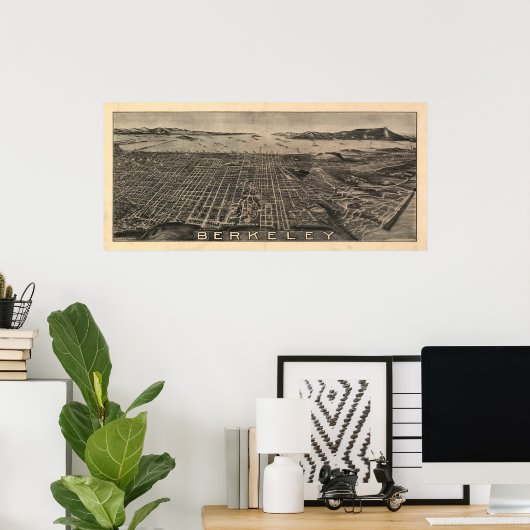 Berkeley California 1909 Antiek Panoramische Kaart Poster (Thuiskantoor)