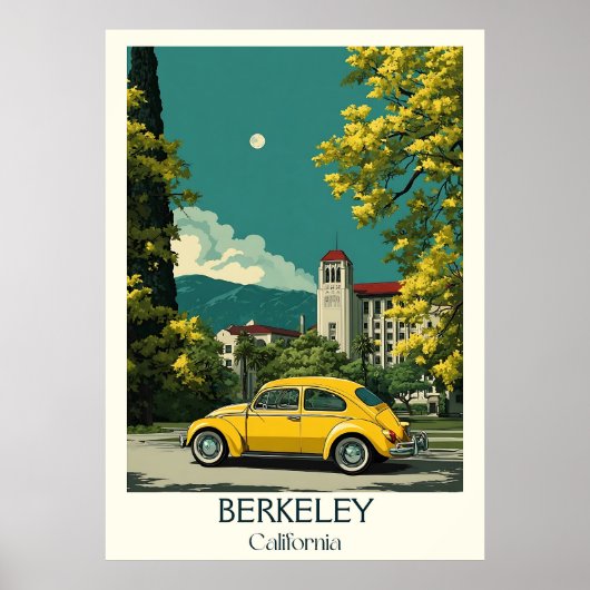 Berkeley California Art Print | retro universiteit (Voorkant)