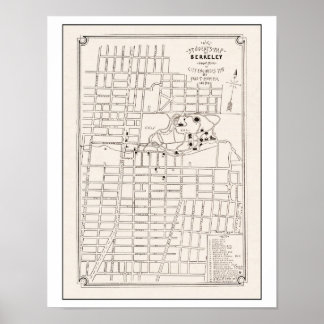 Berkeley California City Map 1898 Poster