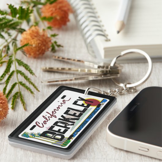 Berkeley California flag license plate keychain (Voorkant Rechts)