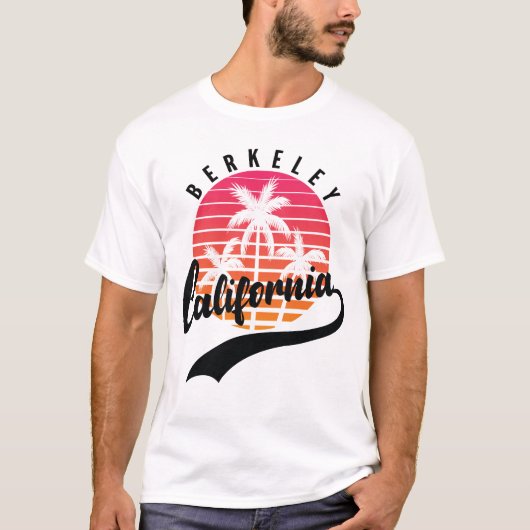 Berkeley, California Retro Sunset Mannen, T-Shirt (Voorkant)