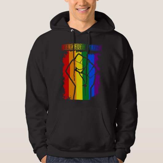 Berkeley LGBT Pride Month LGBTQ Rainbow Flag Gay L Hoodie (Voorkant)