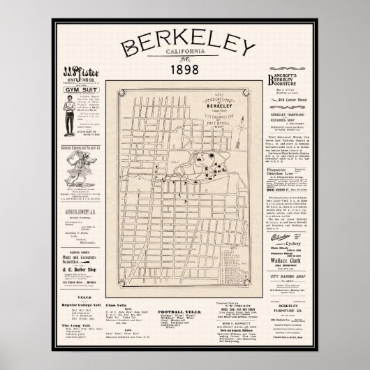 Berkeley Map 1898 Poster (Voorkant)