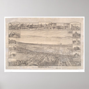 Berkeley. Panoramische Kaart 1891 (0099A) - Terugg Poster