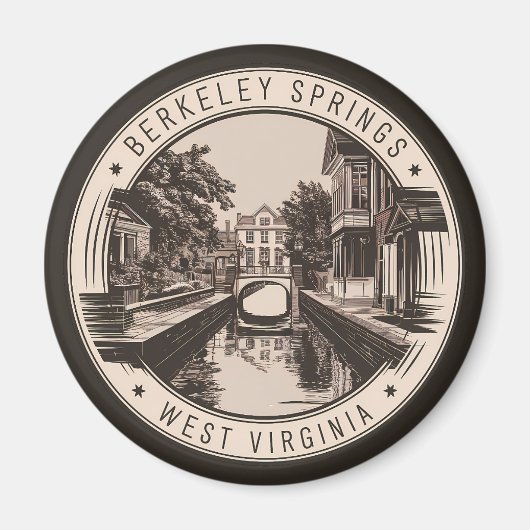 Berkeley Springs West Virginia Illustratie Badge Magneet (Voorkant)