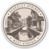 Berkeley Springs West Virginia Illustratie Badge Sticker (Voorkant)
